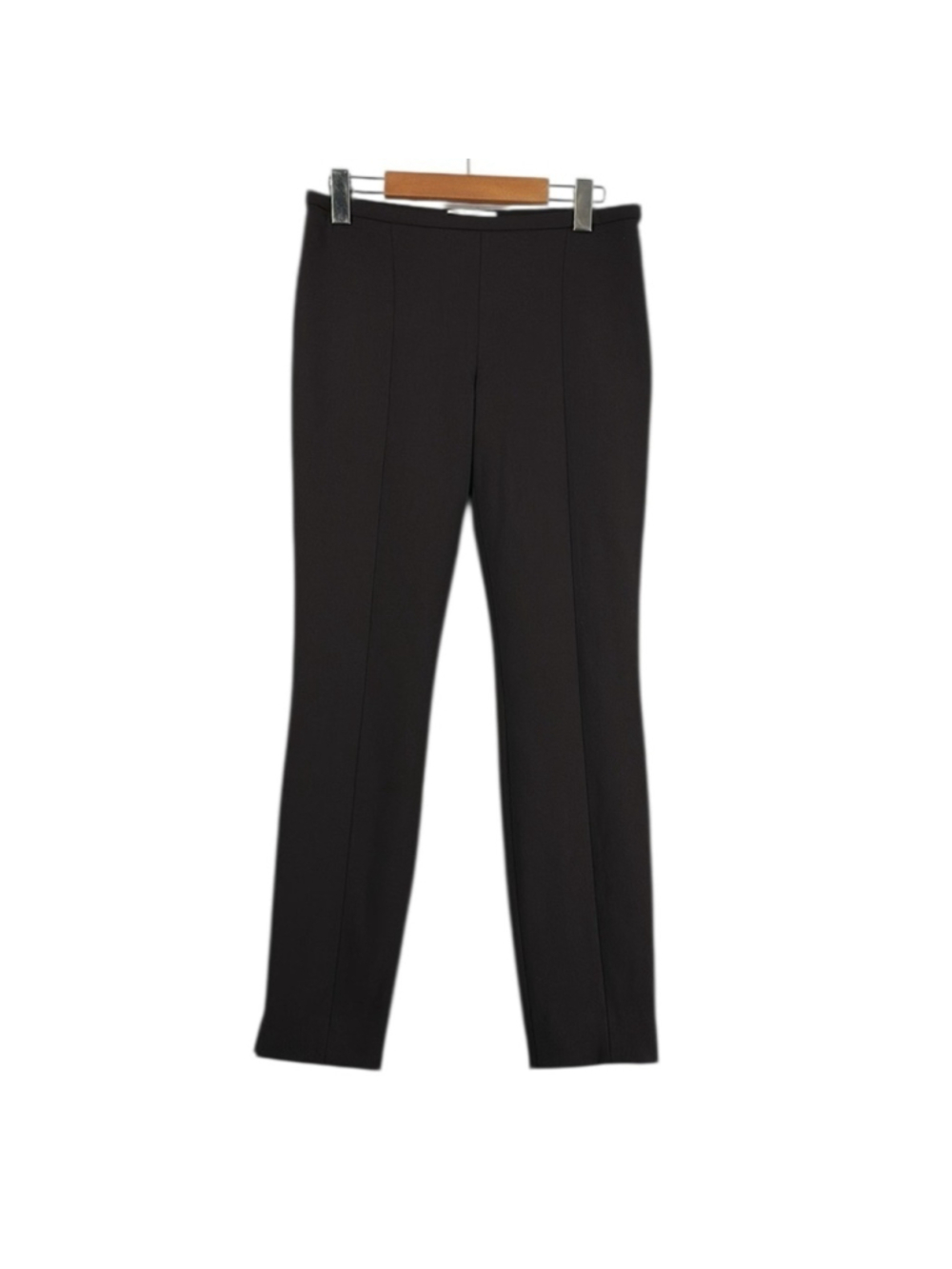The Row Classic Brown Black slim leg pants ankle slit trouser wool elastane sz 4